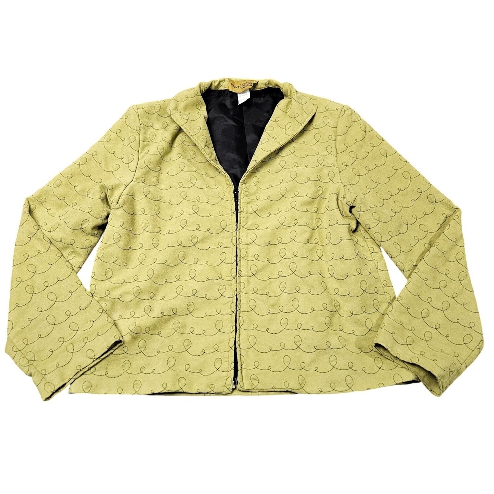 Painted Pony‎ Jacket Womens Medium Chartreuse Swirl Pattern Vintage 90s Artwear